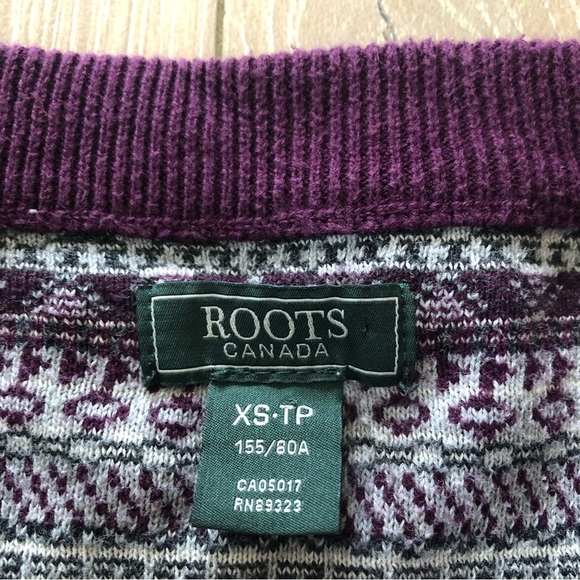 Roots Fair Isle Jacquard Light Sweater in Purple & Dark Gray Size XS - Picture 8 of 12